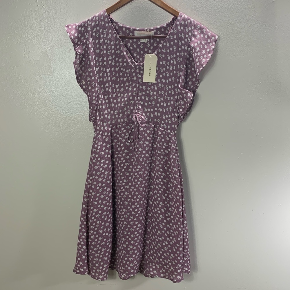 Monteau Dress Women's Size S Purple & White Floral Mini Sleeveless Sundress